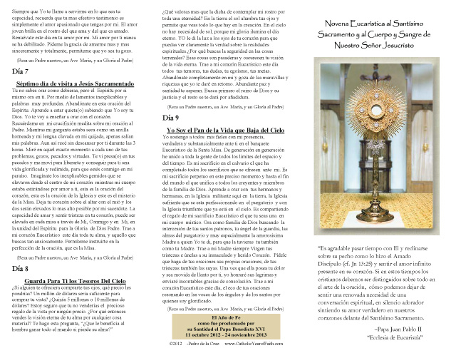 *SPANISH* Year of Faith Prayer - Eucharistic Novena